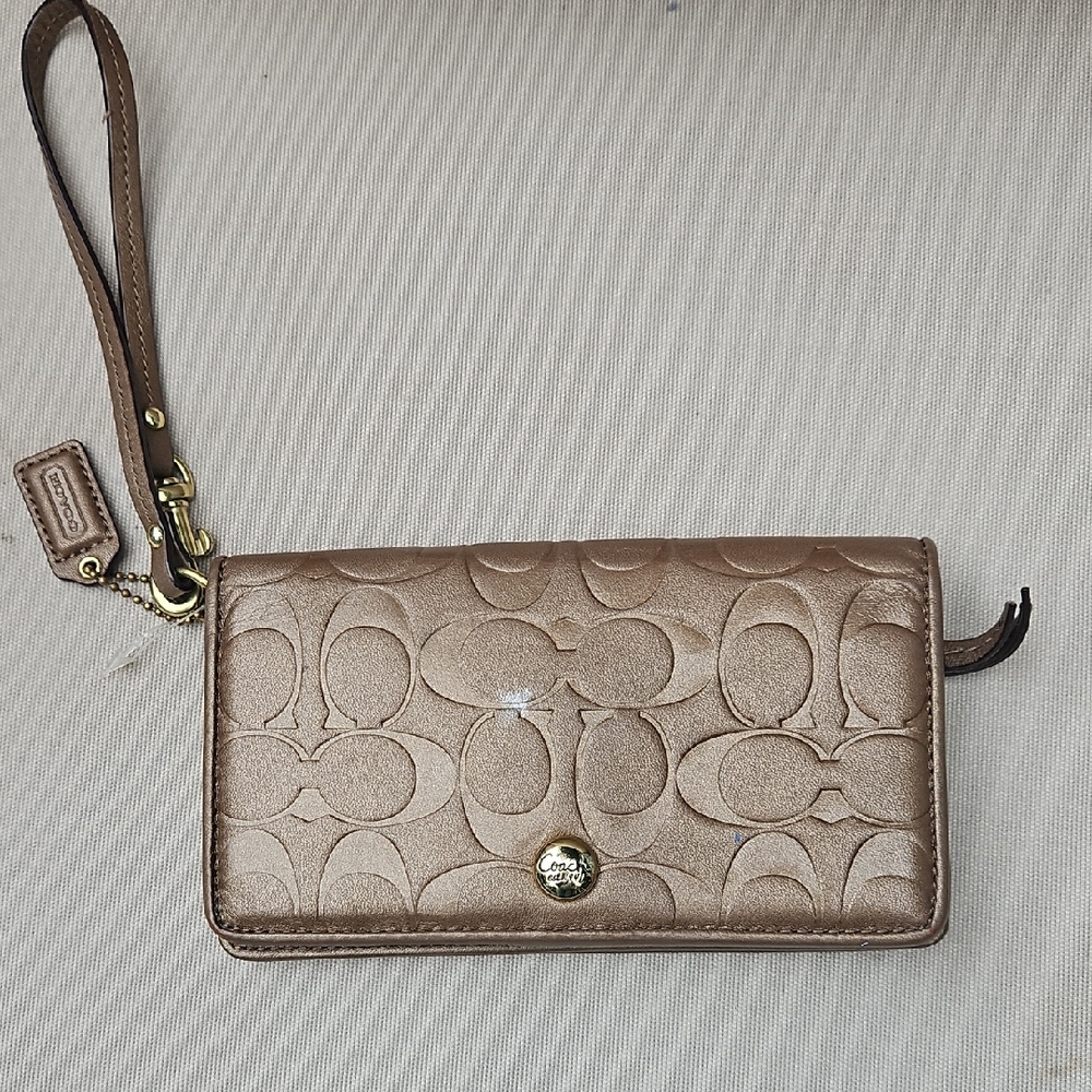Coach Tan Signature Wristlet